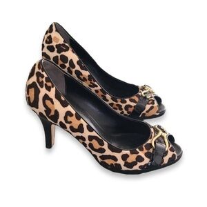 Cole Haan Leopard Print‎ Heels with Gold Accent